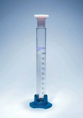 MEASURING CYLINDER, PLASTIC HEX BASE WITH STOPPER, CLASS B.